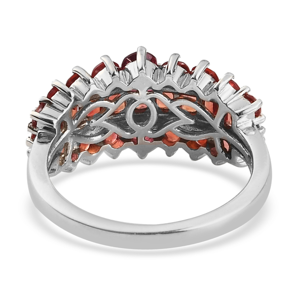 Red Sapphire Cluster Ring in Platinum Overlay Sterling Silver 2.31 Ct.