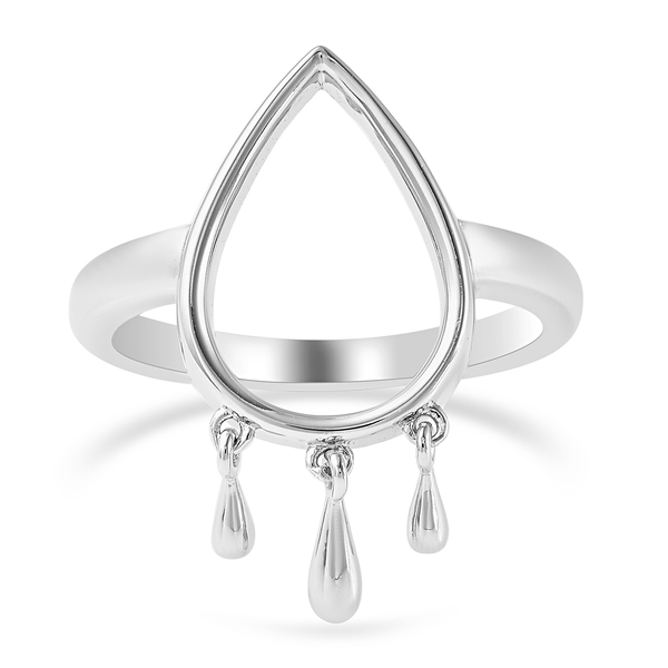LUCYQ Tear Drop Collection - Rhodium Overlay Sterling Silver Ring