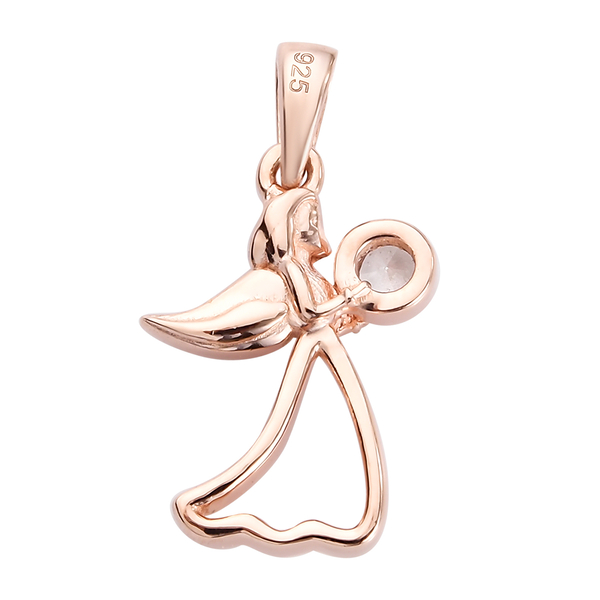 Natural Cambodian Zircon Angel Pendant in Rose Gold Overlay Sterling Silver
