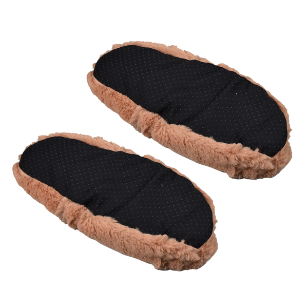 Mircowavebale Heated Beige Slippers filled with Natural Wheat Grains and Lavender Scent (One size, 6-10)