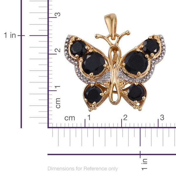 Boi Ploi Black Spinel (Rnd) Butterfly Pendant in ION Plated 18K Yellow Gold Bond 6.000 Ct.