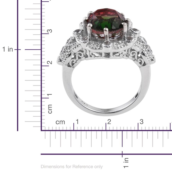 Bi-Color Tourmaline Quartz (Ovl 5.60 Ct), White Topaz Ring in Platinum Overlay Sterling Silver 5.750 Ct.
