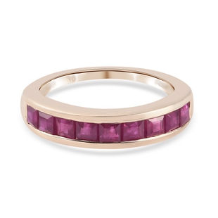 9K Yellow Gold Ruby Half Eternity Band Ring 1.450 Ct.
