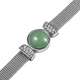 Green Aventurine and White Austrian Crystal Bracelet (Size - 7 with 2 inch Extender) in Stainless Steel 7.65 Ct.