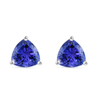950 Platinum  AAAA  Tanzanite  Solitaire Stud Earrings (with Screw Back) 2.18 ct,  Platinum Wt. 1.59