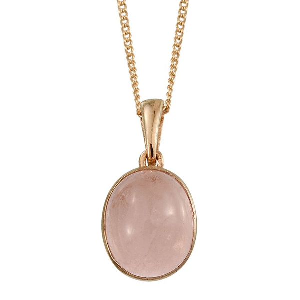 Marropino Morganite (Ovl) Solitaire Pendant With Chain in 14K Gold Overlay Sterling Silver 3.000 Ct.