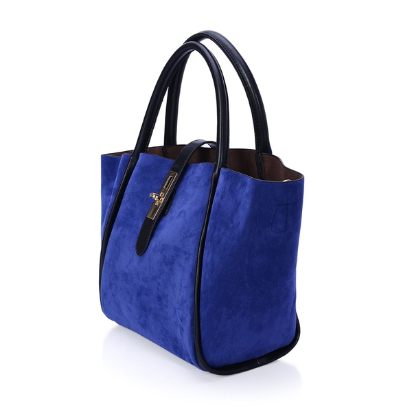 Set of 2 - Hadley Blue Tote Bag and Black Crossbody Bag with Adjustable and Removable Shoulder Strap (Size 38x23.5x13.5 and 33x19x12 Cm)