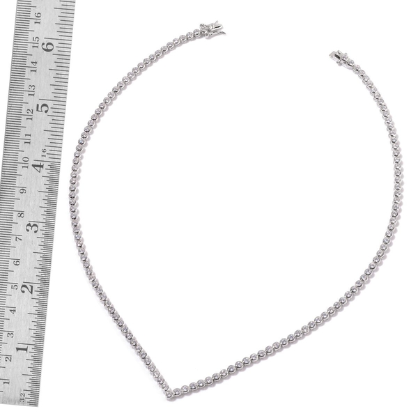 (Option 1) ELANZA AAA Simulated Diamond (Rnd) Necklace (Size 18) in Rhodium Plated Sterling Silver