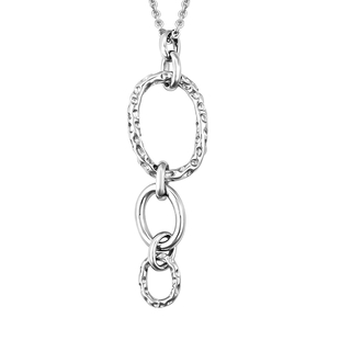 RACHEL GALLEY Ocean Link Long Drop Pendant With Chain in Rhodium Plated Silver 30 Inch