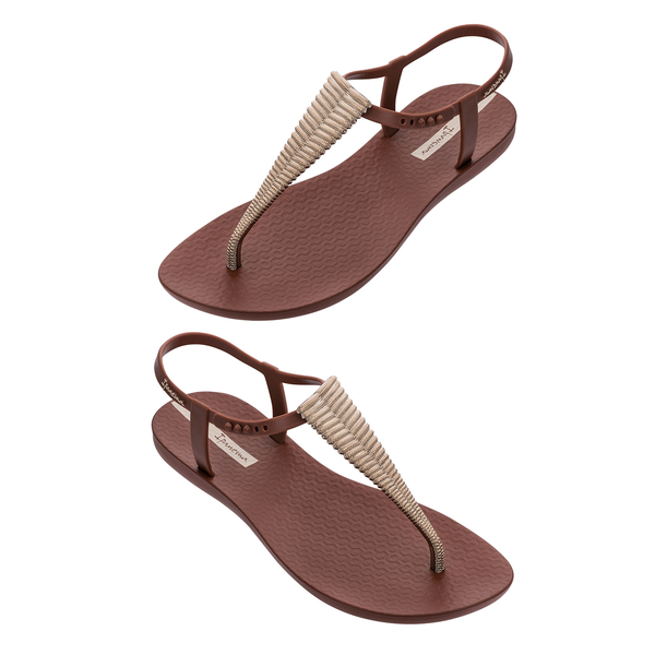 Ipanema Class Toe Post Sandal with T-bar Strap - Chrome Bronze