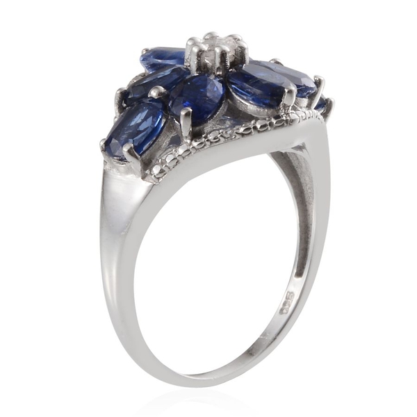 Himalayan Kyanite (Ovl), White Topaz Ring in Platinum Overlay Sterling Silver 4.250 Ct.