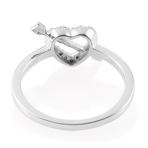 Diamond Heart with Arrow Ring in Platinum Overlay Sterling Silver