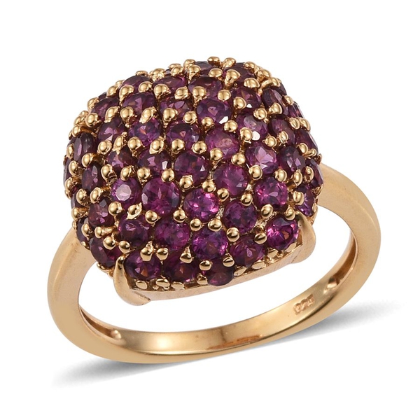 Rare Mozambique Grape Colour Garnet (Rnd) Cluster Ring in 14K Gold Overlay Sterling Silver 4.000 Ct.