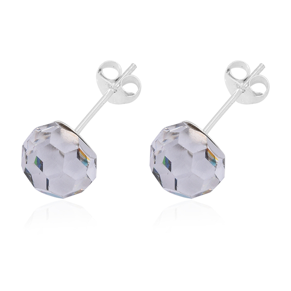 Multi Colour Faceted AAA Austrian Crystal (Rnd 8MM) Stud Earrings (with Push Back) in Sterling Silver 8.000 Ct.