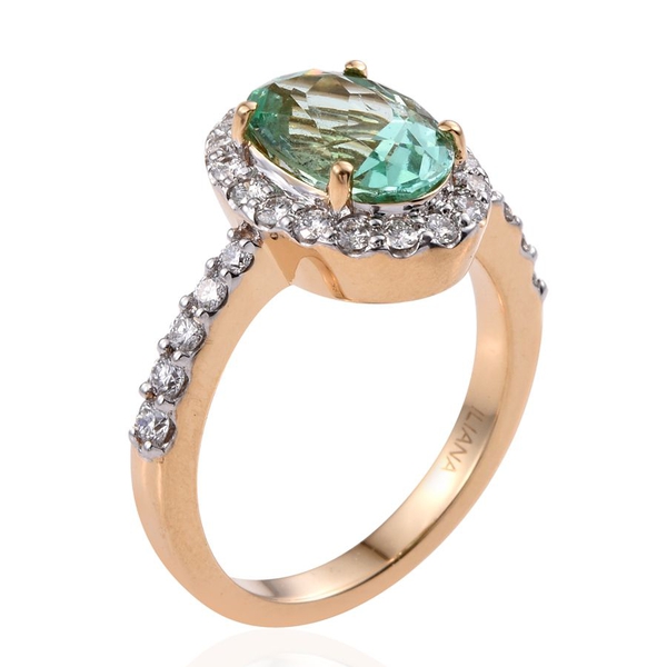 ILIANA 18K Yellow Gold Boyaca Colombian Emerald (Ovl 2.75 Ct), Diamond (SI G-H)  3.500 Ct.