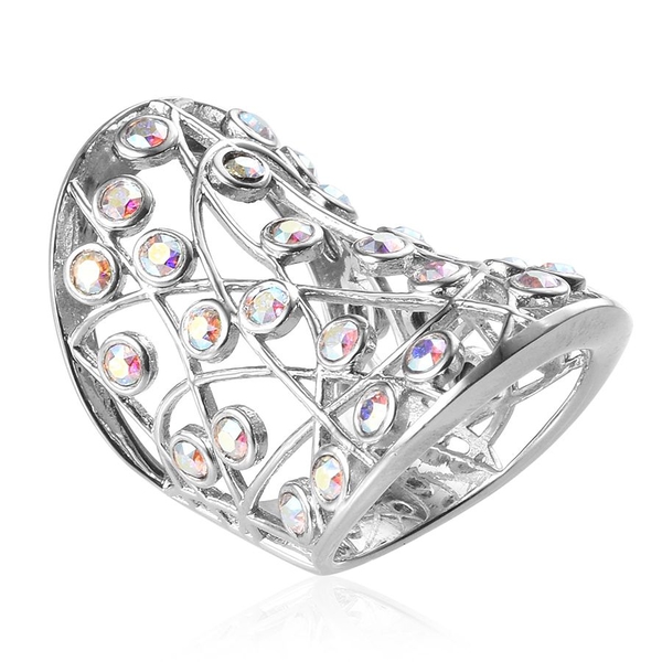 - AB Crystal (Rnd) Ring in Platinum Overlay Sterling Silver 1.400 Ct.