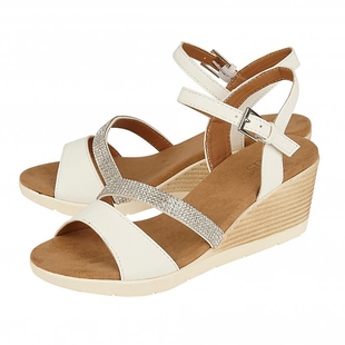 Lotus Lilou Wedge Sandals in White Colour