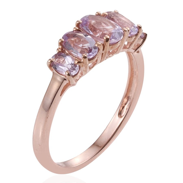 Rose De France Amethyst (Ovl 0.65 Ct) 5 Stone Ring in Rose Gold Overlay Sterling Silver 1.750 Ct.