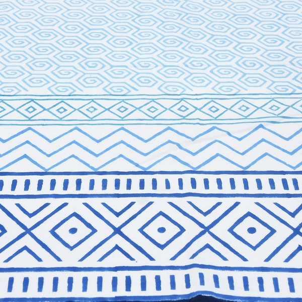 100% Cotton Blue and White Colour Hand Block Printed Table Cover (Size 235x150 Cm)