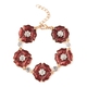 White Austrian Crystal Enamelled Poppy Floral Bracelet in Gold Tone 7.5 with 1.5 Inch Extender