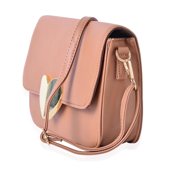 Cream Colour Crossbody Bag with Adjustable and Removable Shoulder Strap (Size 22.5x7x16 Cm)