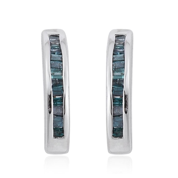 Blue Diamond (Bgt) Earrings in Platinum Overlay Sterling Silver 0.250 Ct.