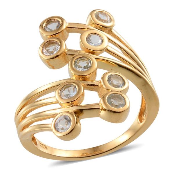 Espirito Santo Aquamarine (Rnd) Crossover Ring in 14K Gold Overlay Sterling Silver