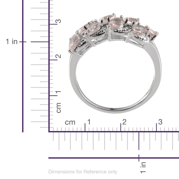 Marropino Morganite (Pear), Diamond Ring in Platinum Overlay Sterling Silver 1.520 Ct.