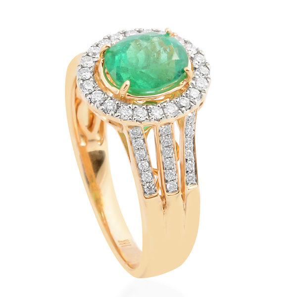 Iliana Colombian Emerald (1.28 Ct) and Diamond 18K Y Gold Ring  1.660  Ct.