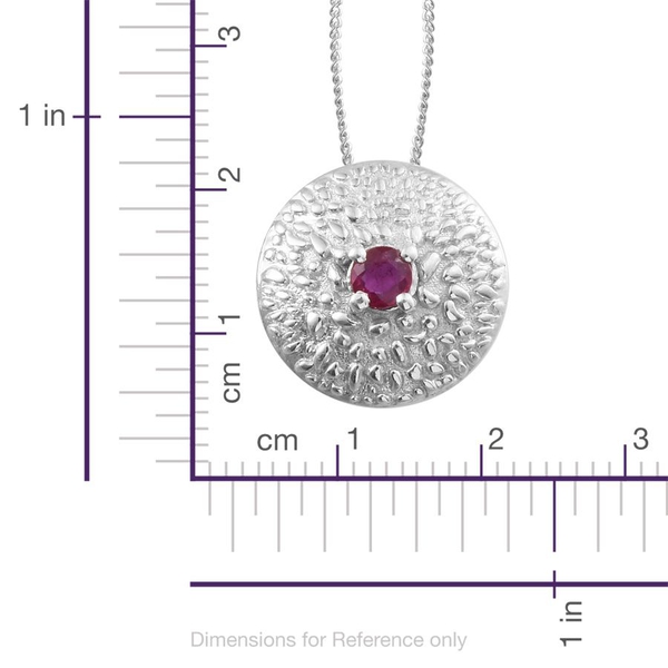 African Ruby (Rnd) Pendant With Chain in Platinum Overlay Sterling Silver 0.250 Ct.