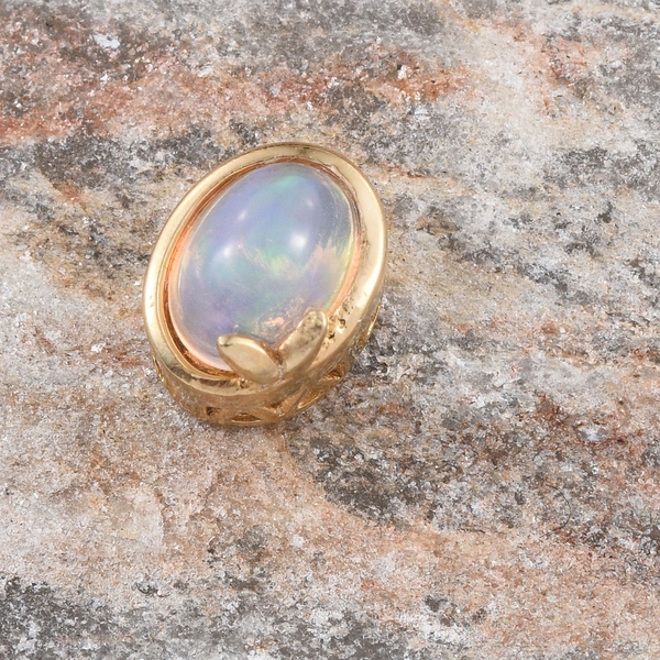 Ethiopian Welo Opal (Ovl) Solitaire Pendant in 14K Gold Overlay Sterling Silver 0.500 Ct.