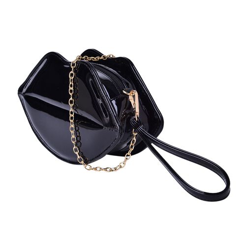 Black Colour Lip Design Crossbody Bag with Chain Strap (Size 24.5x13.5x7 Cm) - 2481817 - TJC
