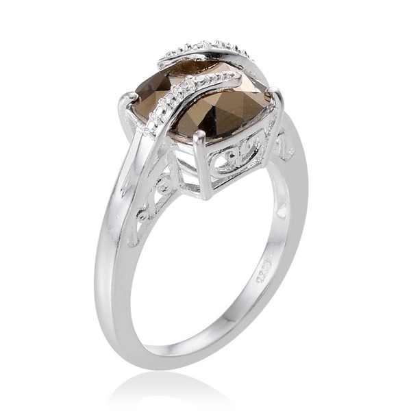 - Metallic Light Gold Crystal (Cush) Solitaire Ring in Sterling Silver