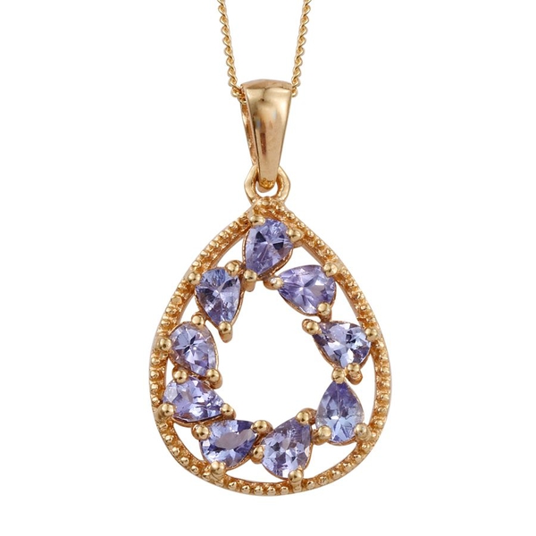Tanzanite (Pear) Pendant With Chain in 14K Gold Overlay Sterling Silver 1.250 Ct.