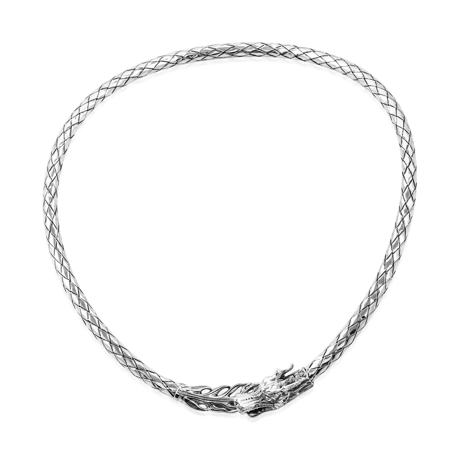 Royal Bali Collection Dragon Wrap Necklace in Oxidised Sterling Silver 70.47 Grams 18 Inch