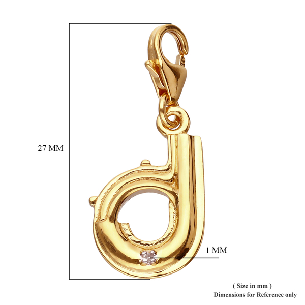Diamond (Rnd) Initial D Charm in 14K Gold Overlay Sterling Silver