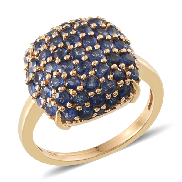 Kanchanaburi Blue Sapphire (Rnd) Ring in 14K Gold Overlay Sterling Silver 2.947 Ct.