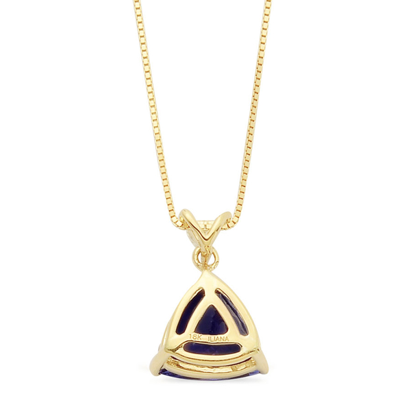 ILIANA 18K Y Gold AAA Tanzanite (Trl 2.75 Ct), Diamond Pendant With Chain 2.850 Ct.