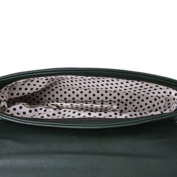 Horsebit Embellished Olive Green Colour Crossbody Bag with Adjustable Shoulder Strap (Size 23X16X5.5 Cm)