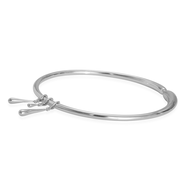 LucyQ Triple Drip Bangle in Rhodium Plated Sterling Silver (Size 7.5) 16.50 Gms.