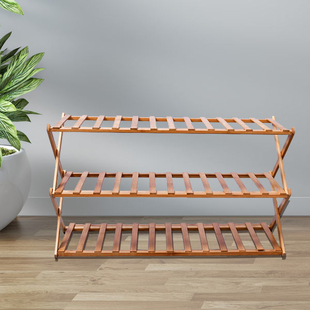 Foldable 3 Tier Bamboo Shoes Rack (Size:70x146Cm)