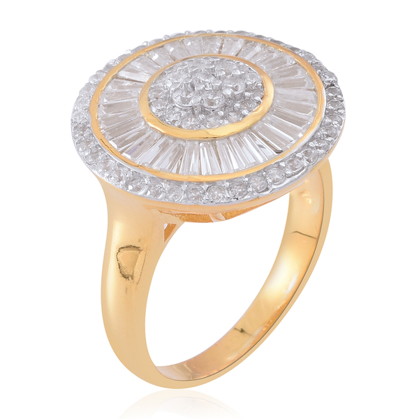ELANZA Simulated Diamond (Rnd) Ring in 14K Gold Overlay Sterling Silver
