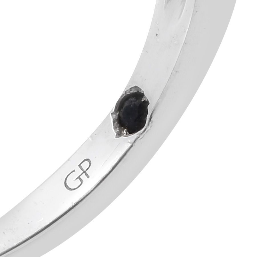 GP Diamond Dream (Rnd), Kanchanaburi Blue Sapphire Ring in Platinum Overlay Sterling Silver 0.270 Ct