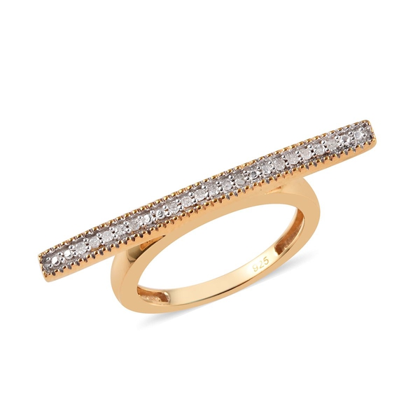 Diamond (Rnd) Bar Stacking Ring in 14K Gold Overlay Sterling Silver 0.100 Ct.