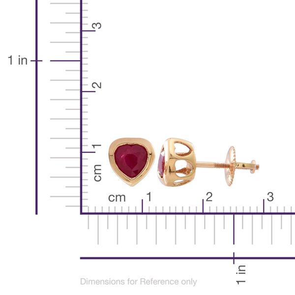 ILIANA 18K Y Gold Ruby (Hrt) Stud Earrings (with Screw Back) 1.000 Ct.