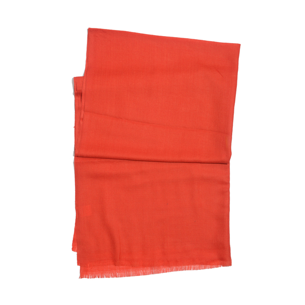 NEW FOR SEASON - 88% Merino Wool and 12% Silk Red Colour Scarf (Size 200x70 Cm)