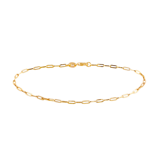 Italian Made- One Time Close Out Deal-9K Yellow Gold Paperclip  Bracelet (Size - 7.5) With Lobster C