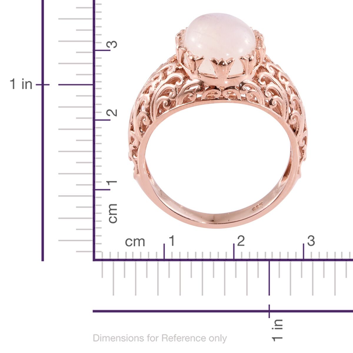 Sri Lankan Rainbow Moonstone (Ovl) Solitaire Ring in Rose Gold Overlay Sterling Silver 6.000 Ct.