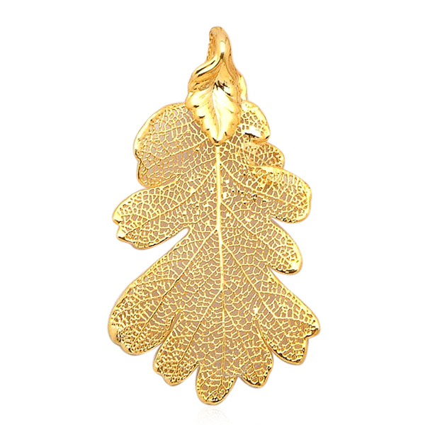 (Option 2) Real Lacey Oak Leaf Pendant (Size 4.5 - 5 Cm) Dipped in 24K Yellow Gold