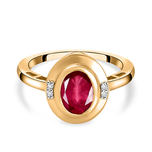 Pink Ruby and White Diamond Ring in 14K Gold Overlay Sterling Silver 1.74 Ct.